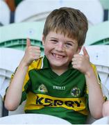 18 July 2021; Young Kerry supporter Paddy Costello, aged seven, from Tralee at the 2020 Electric Ireland GAA Football All-Ireland Minor Championship Final match between Derry and Kerry at Bord Na Mona O’Connor Park in Tullamore. Photo by Matt Browne/Sportsfile