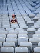 18 July 2021; Westmeath supporter Alfie Lewis, aged 11, from Mullingar, takes his seat before the Leinster GAA Senior Football Championship Semi-Final match between Kildare and Westmeath at Croke Park in Dublin. Photo by Harry Murphy/Sportsfile
