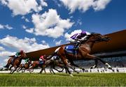 18 July 2021; Concert Hall, with Ryan Moore up, right, on their way to winning the Irish Stallion Farms EBF Fillies Maiden at The Curragh Racecourse in Kildare. Photo by David Fitzgerald/Sportsfile