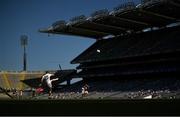 18 July 2021; Jimmy Hyland of Kildare kicks a point during the Leinster GAA Senior Football Championship Semi-Final match between Kildare and Westmeath at Croke Park in Dublin. Photo by Harry Murphy/Sportsfile