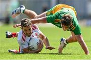 18 July 2021; Niall Sludden of Tyrone in action against Peader Mogan of Donegal during the Ulster GAA Football Senior Championship Semi-Final match between Donegal and Tyrone at Brewster Park in Enniskillen, Fermanagh. Photo by Sam Barnes/Sportsfile