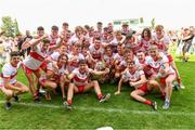 18 July 2021; The Derry team celebrate after the 2020 Electric Ireland GAA Football All-Ireland Minor Championship Final match between Derry and Kerry at Bord Na Mona O’Connor Park in Tullamore. Photo by Matt Browne/Sportsfile