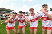 18 July 2021; Derry players celebrate after he 2020 Electric Ireland GAA Football All-Ireland Minor Championship Final match between Derry and Kerry at Bord Na Mona O’Connor Park in Tullamore. Photo by Matt Browne/Sportsfile