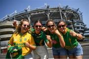 18 July 2021; Meath supporters, from left, Tara Canny, Kate Eakins, Aisling O'Rourke and Laura Gordon before the Leinster GAA Senior Football Championship Semi-Final match between Dublin and Meath at Croke Park in Dublin. Photo by Harry Murphy/Sportsfile