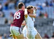 18 July 2021; Darragh Kirwan of Kildare is tackled by Darren Giles of Westmeath during the Leinster GAA Senior Football Championship Semi-Final match between Kildare and Westmeath at Croke Park in Dublin. Photo by Eóin Noonan/Sportsfile