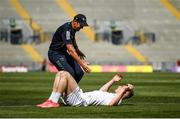18 July 2021; Kildare manager Jack O'Connor goes to shake the hand of Daniel Flynn of Kildare after the Leinster GAA Senior Football Championship Semi-Final match between Kildare and Westmeath at Croke Park in Dublin. Photo by Harry Murphy/Sportsfile