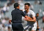 18 July 2021; Mick O'Grady of Kildare and Kildare manager Jack O'Connor embrace after the Leinster GAA Senior Football Championship Semi-Final match between Kildare and Westmeath at Croke Park in Dublin. Photo by Harry Murphy/Sportsfile