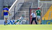18 July 2021; Limerick goalkeeper Nickie Quaid is beaten for a goal scored by Jake Morris of Tipperary during the Munster GAA Hurling Senior Championship Final match between Limerick and Tipperary at Páirc Uí Chaoimh in Cork. Photo by Piaras Ó Mídheach/Sportsfile