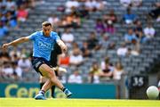 18 July 2021; Cormac Costello of Dublin shoots to score his side's first goal from a penalty during the Leinster GAA Senior Football Championship Semi-Final match between Dublin and Meath at Croke Park in Dublin. Photo by Eóin Noonan/Sportsfile