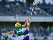 18 July 2021; Seámus Flanagan of Limerick in action against Pádraic Maher of Tipperary during the Munster GAA Hurling Senior Championship Final match between Limerick and Tipperary at Páirc Uí Chaoimh in Cork. Photo by Piaras Ó Mídheach/Sportsfile