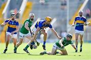 18 July 2021; Graeme Mulcahy of Limerick in action against Barry Heffernan of Tipperary during the Munster GAA Hurling Senior Championship Final match between Limerick and Tipperary at Páirc Uí Chaoimh in Cork. Photo by Piaras Ó Mídheach/Sportsfile
