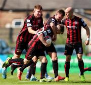 18 July 2021; Jamie Mullins of Bohemians, centre, celebrates after scoring his side's first goal during the SSE Airtricity League Premier Division match between Bohemians and Longford Town at Dalymount Park in Dublin. Photo by Michael P Ryan/Sportsfile