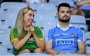 18 July 2021; Meath and Dublin supporters react as Meath score a point during the Leinster GAA Senior Football Championship Semi-Final match between Dublin and Meath at Croke Park in Dublin. Photo by Harry Murphy/Sportsfile