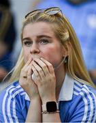 18 July 2021; A Dublin supporter looks on during the Leinster GAA Senior Football Championship Semi-Final match between Dublin and Meath at Croke Park in Dublin. Photo by Harry Murphy/Sportsfile