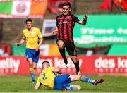 18 July 2021; Anto Breslin of Bohemians in action against Shane Elworthy of Longford Town during the SSE Airtricity League Premier Division match between Bohemians and Longford Town at Dalymount Park in Dublin. Photo by Michael P Ryan/Sportsfile