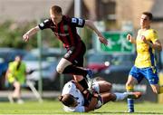 18 July 2021; Lee Steacy of Longford Town in action against Ross Tierney of Bohemians during the SSE Airtricity League Premier Division match between Bohemians and Longford Town at Dalymount Park in Dublin. Photo by Michael P Ryan/Sportsfile