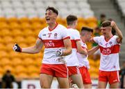 18 July 2021; Dan Higgins of Derry celebrates after the final whistle of the 2020 Electric Ireland GAA Football All-Ireland Minor Championship Final match between Derry and Kerry at Bord Na Mona O’Connor Park in Tullamore. Photo by Matt Browne/Sportsfile