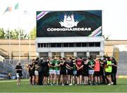 18 July 2021; Meath players huddle after the Leinster GAA Senior Football Championship Semi-Final match between Dublin and Meath at Croke Park in Dublin. Photo by Harry Murphy/Sportsfile