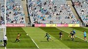 18 July 2021; Con O'Callaghan of Dublin shoots to score his side's second goal during the Leinster GAA Senior Football Championship Semi-Final match between Dublin and Meath at Croke Park in Dublin. Photo by Eóin Noonan/Sportsfile