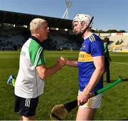 18 July 2021; Séamus Kennedy of Tipperary with Limerick manager John Kiely after the Munster GAA Hurling Senior Championship Final match between Limerick and Tipperary at Páirc Uí Chaoimh in Cork. Photo by Ray McManus/Sportsfile