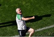 18 July 2021; Limerick manager John Kiely celebrates after the Munster GAA Hurling Senior Championship Final match between Limerick and Tipperary at Páirc Uí Chaoimh in Cork. Photo by Daire Brennan/Sportsfile