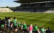 18 July 2021; Limerick supporters cheer as both team go for the second half water break during the Munster GAA Hurling Senior Championship Final match between Limerick and Tipperary at Páirc Uí Chaoimh in Cork. Photo by Ray McManus/Sportsfile