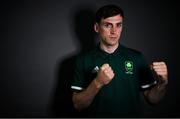 29 June 2021; Welterweight Aidan Walsh during a Tokyo 2020 Team Ireland Announcement for Boxing in the Sport Ireland Institute at the Sports Ireland Campus in Dublin.  Photo by Brendan Moran/Sportsfile
