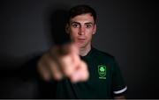 29 June 2021; Welterweight Aidan Walsh during a Tokyo 2020 Team Ireland Announcement for Boxing in the Sport Ireland Institute at the Sports Ireland Campus in Dublin.  Photo by Brendan Moran/Sportsfile