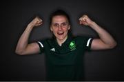 22 June 2021; Featherweight Michaela Walsh during a Tokyo 2020 Team Ireland Announcement for Boxing in the Sport Ireland Institute at the Sport Ireland Campus in Dublin.  Photo by Brendan Moran/Sportsfile