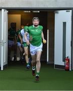 18 July 2021; Limerick captain Declan Hannon leads his team-mates to the pitch before the Munster GAA Hurling Senior Championship Final match between Limerick and Tipperary at Páirc Uí Chaoimh in Cork. Photo by Piaras Ó Mídheach/Sportsfile
