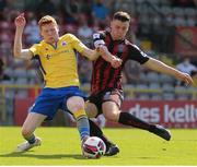 18 July 2021; James Finnerty of Bohemians in action against Darragh Nugent of Longford Town during the SSE Airtricity League Premier Division match between Bohemians and Longford Town at Dalymount Park in Dublin. Photo by Michael P Ryan/Sportsfile