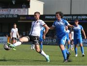 17 July 2021; Michael Duffy of Dundalk in action against Barry McNamee of Finn Harps during the SSE Airtricity League Premier Division match between Dundalk and Finn Harps at Oriel Park in Dundalk, Louth. Photo by Michael P Ryan/Sportsfile