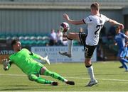 17 July 2021; Daniel Kelly of Dundalk in action against Mark McGinley of Finn Harps during the SSE Airtricity League Premier Division match between Dundalk and Finn Harps at Oriel Park in Dundalk, Louth. Photo by Michael P Ryan/Sportsfile