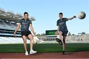 20 July 2021; John West Féile Ambassador and Galway footballer Shane Walsh, left, and Whitehall Colmcille's Ben Cox in attendance at the launch of John West Féile, 2021 at Croke Park in Dublin. The 2021 John West Féile na nGael hurling and camogie events will take place across individual counties on August 21, whilst The Féile na nÓg football events will take place on August 28. Under-15 teams will compete for the opportunity to play at Croke Park and Semple Stadium. Photo by Sam Barnes/Sportsfile