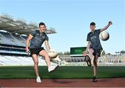 20 July 2021; John West Féile Ambassador and Galway footballer Shane Walsh, left, and Whitehall Colmcille's Ben Cox in attendance at the launch of John West Féile, 2021 at Croke Park in Dublin. The 2021 John West Féile na nGael hurling and camogie events will take place across individual counties on August 21, whilst The Féile na nÓg football events will take place on August 28. Under-15 teams will compete for the opportunity to play at Croke Park and Semple Stadium. Photo by Sam Barnes/Sportsfile