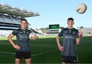 20 July 2021; John West Féile Ambassador and Galway footballer Shane Walsh, left, and Whitehall Colmcille's Ben Cox in attendance at the launch of John West Féile, 2021 at Croke Park in Dublin. The 2021 John West Féile na nGael hurling and camogie events will take place across individual counties on August 21, whilst The Féile na nÓg football events will take place on August 28. Under-15 teams will compete for the opportunity to play at Croke Park and Semple Stadium. Photo by Sam Barnes/Sportsfile