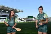 20 July 2021; John West Féile Ambassador and Kilkenny Camogie player Denise Gaule, right, and Whitehall Colmcille's Megan Foster in attendance at the launch of John West Féile, 2021 at Croke Park in Dublin. The 2021 John West Féile na nGael hurling and camogie events will take place across individual counties on August 21, whilst The Féile na nÓg football events will take place on August 28. Under-15 teams will compete for the opportunity to play at Croke Park and Semple Stadium. Photo by Sam Barnes/Sportsfile