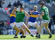 18 July 2021; Peter Casey of Limerick in action against Cathal Barrett of Tipperary during the Munster GAA Hurling Senior Championship Final match between Limerick and Tipperary at Páirc Uí Chaoimh in Cork. Photo by Piaras Ó Mídheach/Sportsfile