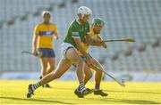 19 July 2021; Diarmuid Hegarty of Limerick in action against Connor Hegarty of Clare during the Munster GAA Hurling U20 Championship semi-final match between Limerick and Clare at the LIT Gaelic Grounds in Limerick. Photo by Ben McShane/Sportsfile