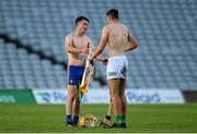 19 July 2021; Paddy Donnellan of Clare and Cathal O'Neill of Limerick exchange jerseys after the Munster GAA Hurling U20 Championship semi-final match between Limerick and Clare at the LIT Gaelic Grounds in Limerick. Photo by Ben McShane/Sportsfile