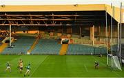 19 July 2021; Adam English of Limerick, far left, scores his side's first goal during the Munster GAA Hurling U20 Championship semi-final match between Limerick and Clare at the LIT Gaelic Grounds in Limerick. Photo by Ben McShane/Sportsfile