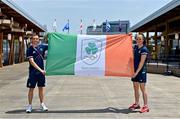 20 July 2021; Boxers Kellie Harrington and Brendan Irvine, who have been announced as Team Ireland flagbearers for the Opening Ceremony on Friday, after a media conference at the Olympic Village during the 2020 Tokyo Summer Olympic Games in Tokyo, Japan. Photo by Brendan Moran/Sportsfile