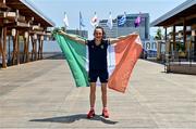 20 July 2021; Boxer Kellie Harrington, who has been announced as one of two Team Ireland flagbearers alongside team-mate Brendan Irvine for the Opening Ceremony on Friday, after a media conference at the Olympic Village during the 2020 Tokyo Summer Olympic Games in Tokyo, Japan. Photo by Brendan Moran/Sportsfile