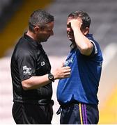 17 July 2021; Referee Fergal Horgan in conversation with Wexford manager Davy Fitzgerald before the GAA Hurling All-Ireland Senior Championship Round 1 match between Clare and Wexford at Semple Stadium in Thurles, Tipperary. Photo by Piaras Ó Mídheach/Sportsfile