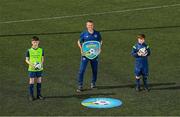 20 July 2021; Republic of Ireland Under-21 Manager Jim Crawford with Matthew McCarthy, aged 14, from Carrigdine, left, and David Wall, aged 15, from Wilton, during Football For All INTERsport Elverys Summer Soccer School at Carrigaline United AFC, Carrigaline in Cork. Photo by Harry Murphy/Sportsfile