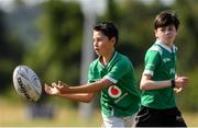 20 July 2021; Cathal O'Leary, age 11, in action during the Bank of Ireland Leinster Rugby Summer Camp at Balbriggan RFC in Dublin. Photo by Matt Browne/Sportsfile