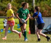 20 July 2021; Aoibhinn Ferguson, age 12, in action during the Bank of Ireland Leinster Rugby Summer Camp at Balbriggan RFC in Dublin. Photo by Matt Browne/Sportsfile