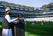 20 July 2021; Shaykh Dr Umar Al-Qadri from Blanchardstown mosque, who led the Eid prayers, during the celebration of Eid Al-Adha at Croke Park in Dublin. Photo by Ray McManus/Sportsfile
