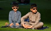 20 July 2021; Nine year old Shaheer Bin Saquib and his brother Abul Ahad Bin Saqib on the pitch during the celebration of Eid Al-Adha at Croke Park in Dublin. Photo by Ray McManus/Sportsfile