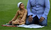 20 July 2021; Five year old Mohammad Rehan Figue, from Cabra, on the pitch during the celebration of Eid Al-Adha at Croke Park in Dublin. Photo by Ray McManus/Sportsfile